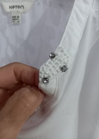 m Beden beyaz Renk Koton Marka Kolsuz İnce Gömlek