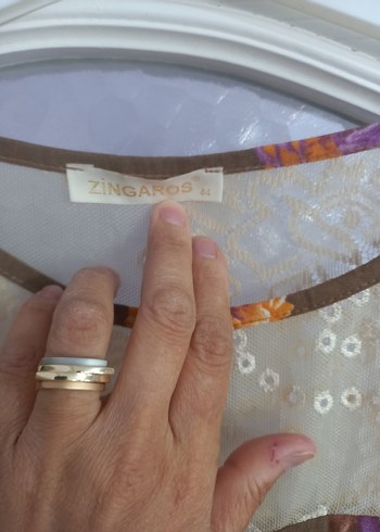 Dantel Detaylı Bej Çiçekli Bohem Elbise - Görsel 2