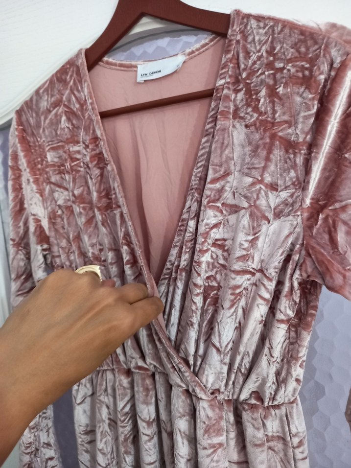 Lyn Devon Marka Kadife Midi Elbise - Görsel 2