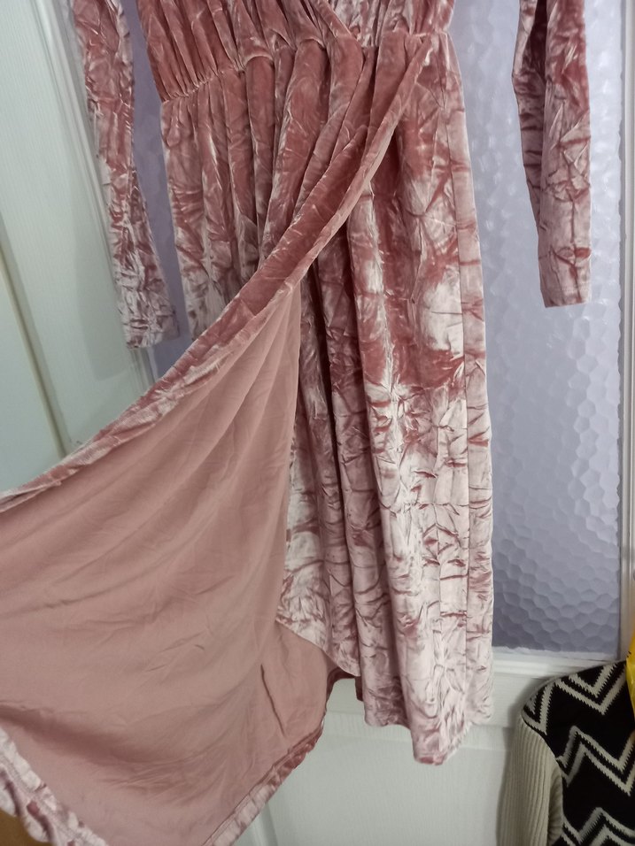 Lyn Devon Marka Kadife Midi Elbise - Görsel 4