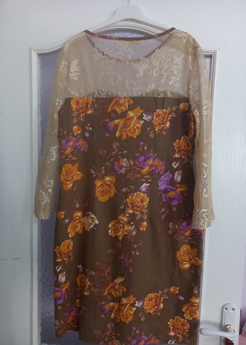 Tül Detaylı Keten Abiye Elbise - Görsel 6