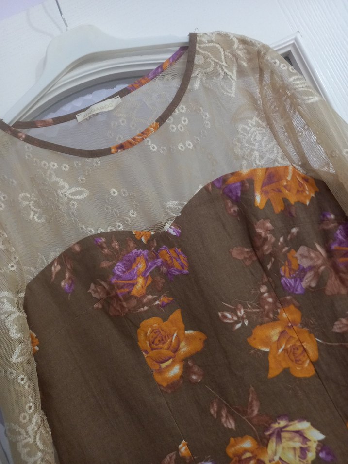 Tül Detaylı Keten Abiye Elbise - Görsel 4