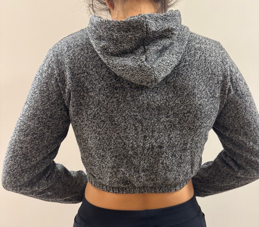 Kadın Gri Yüksek Yakalı Örme Sweatshirt - Görsel 3