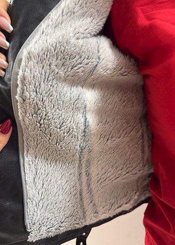 Siyah Deri Biker Ceket Kadın - Görsel 3