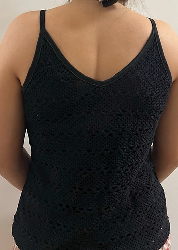 Dantel Detaylı Siyah V Yaka Kadın Atlet - Görsel 3