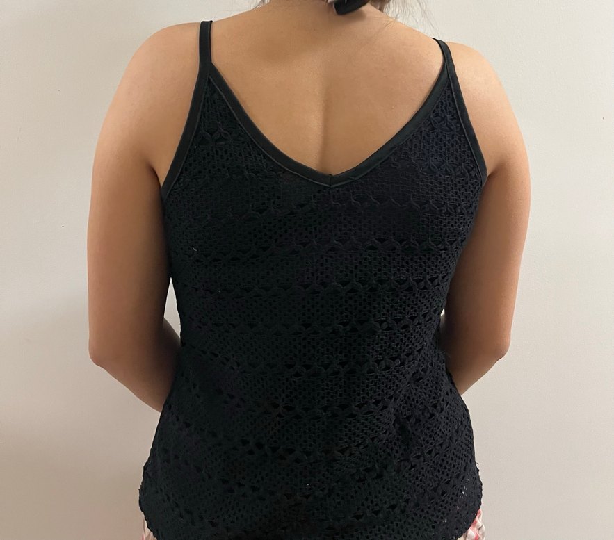 Dantel Detaylı Siyah V Yaka Kadın Atlet - Görsel 3