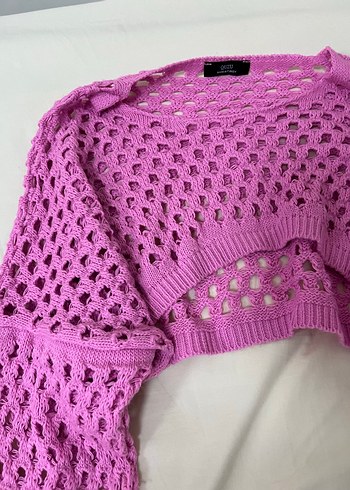 Pembe Örgü Kadın Kazak - Görsel 2