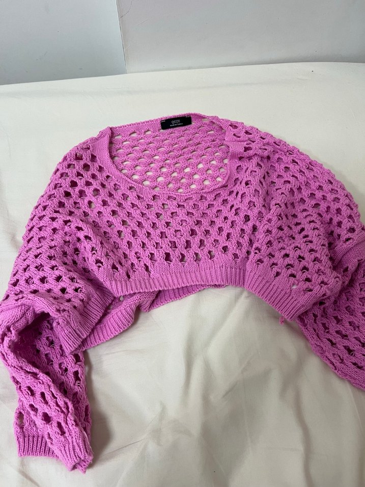 Pembe Örgü Kadın Kazak - Görsel 4