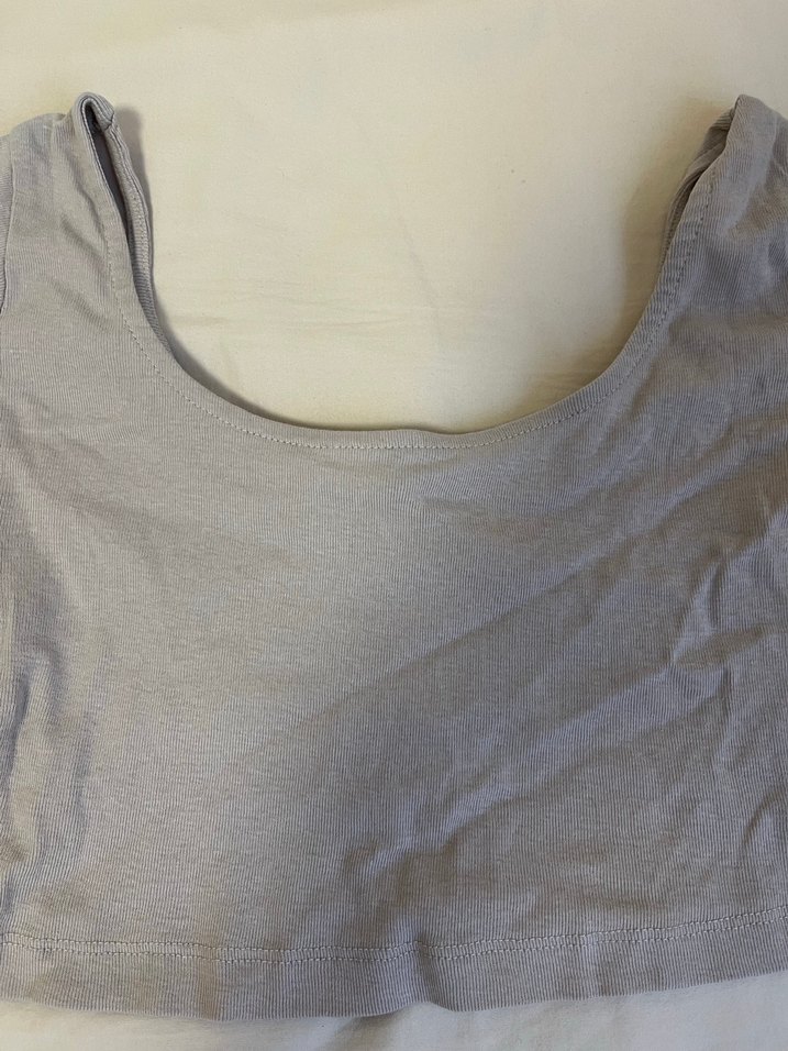 Bej Kadın Kısa Kollu Crop Top - Görsel 2