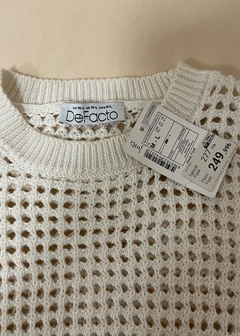 Beyaz Örgü Kolsuz Salaş Kazak Etiketli - Görsel 2