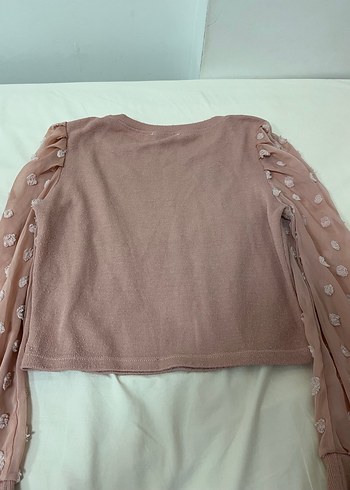 Toz Pembe Uzun Kollu Fırfırlı Kadın Bluz - Görsel 4