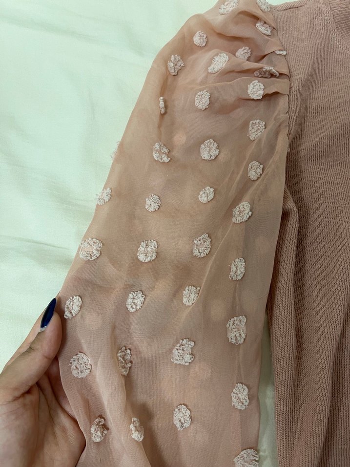 Toz Pembe Uzun Kollu Fırfırlı Kadın Bluz - Görsel 3