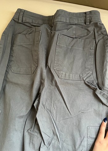 Gri Midi Bol Kesim Denim Kadın Pantolon - Görsel 4