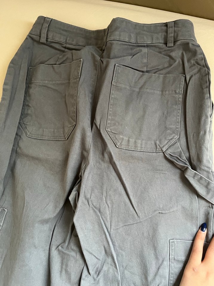 Gri Midi Bol Kesim Denim Kadın Pantolon - Görsel 4