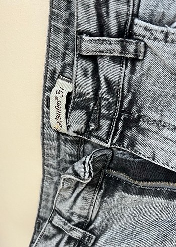 Gri Kadın Kot Pantolon Bol Kesim - Görsel 2