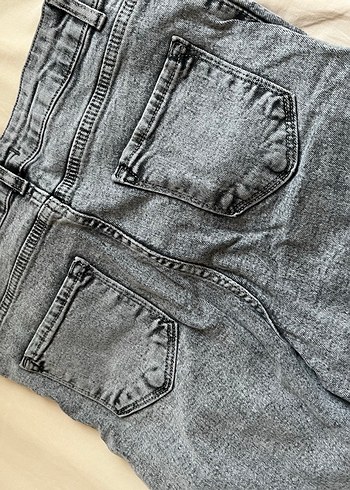 Gri Kadın Kot Pantolon Bol Kesim - Görsel 5