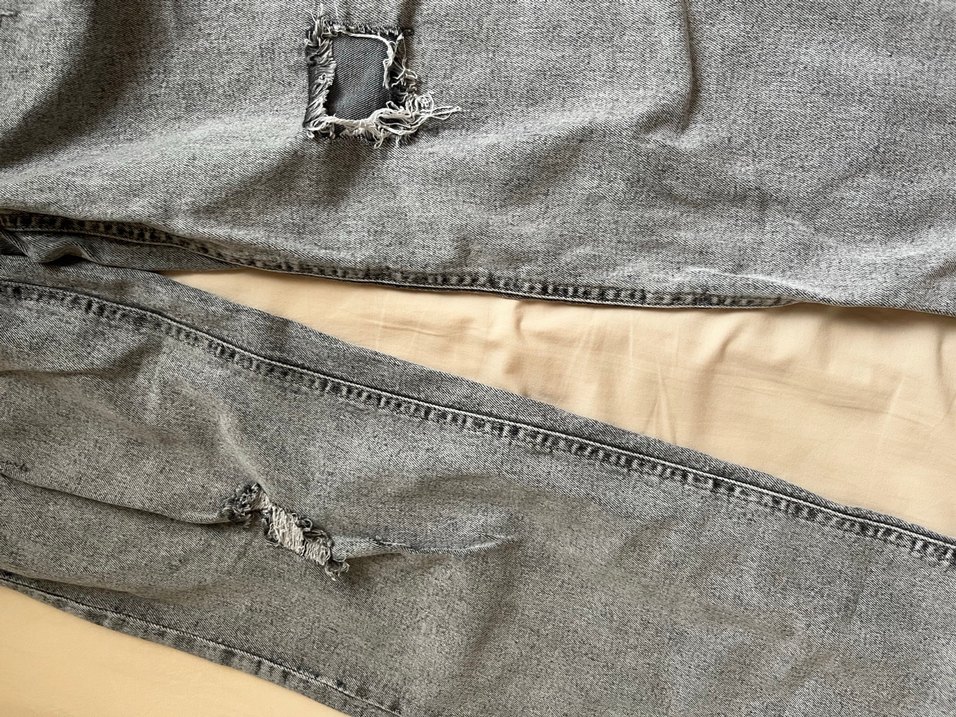 Gri Kadın Kot Pantolon Bol Kesim - Görsel 3