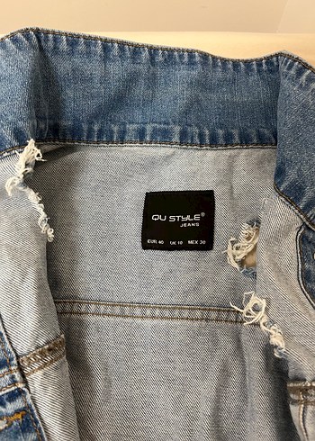 Yırtık Detaylı Kadın  Kot Ceket - Görsel 3