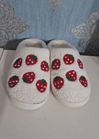 Nakışlı Beyaz Kadın Ev Terliği - Görsel 2