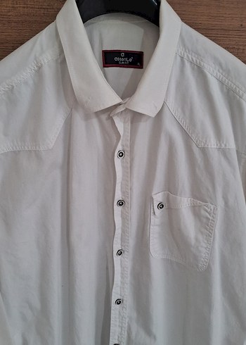 Erkek Beyaz Uzun Kollu Keten Gömlek - Görsel 3