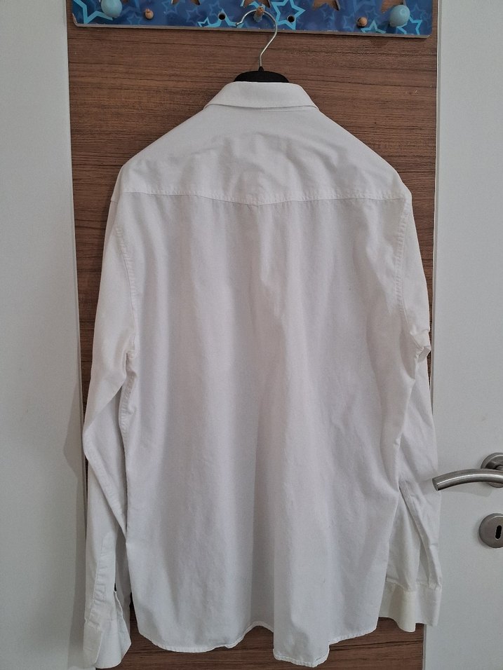 Erkek Beyaz Uzun Kollu Keten Gömlek - Görsel 2