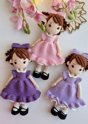El Örgüsü Pastel Mor Bebekler