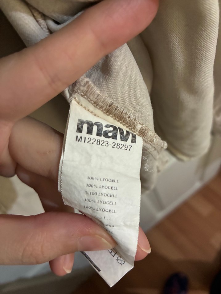 Mavi lyocell bej gömlek — görsel 3/5