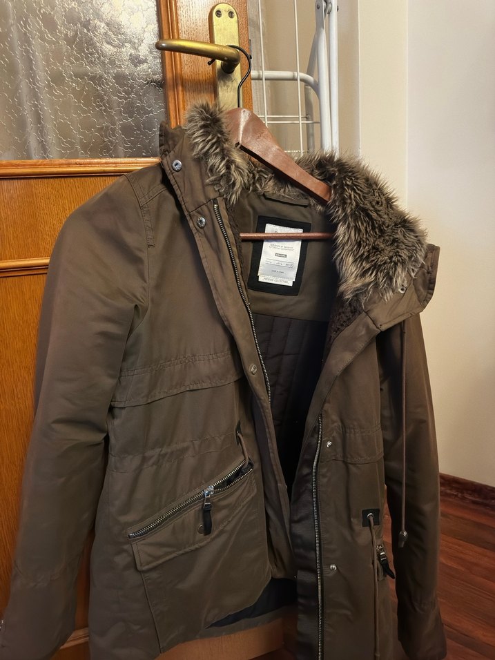 Haki Yeşili Bershka Kürk Kapşonlu Mont - Görsel 3