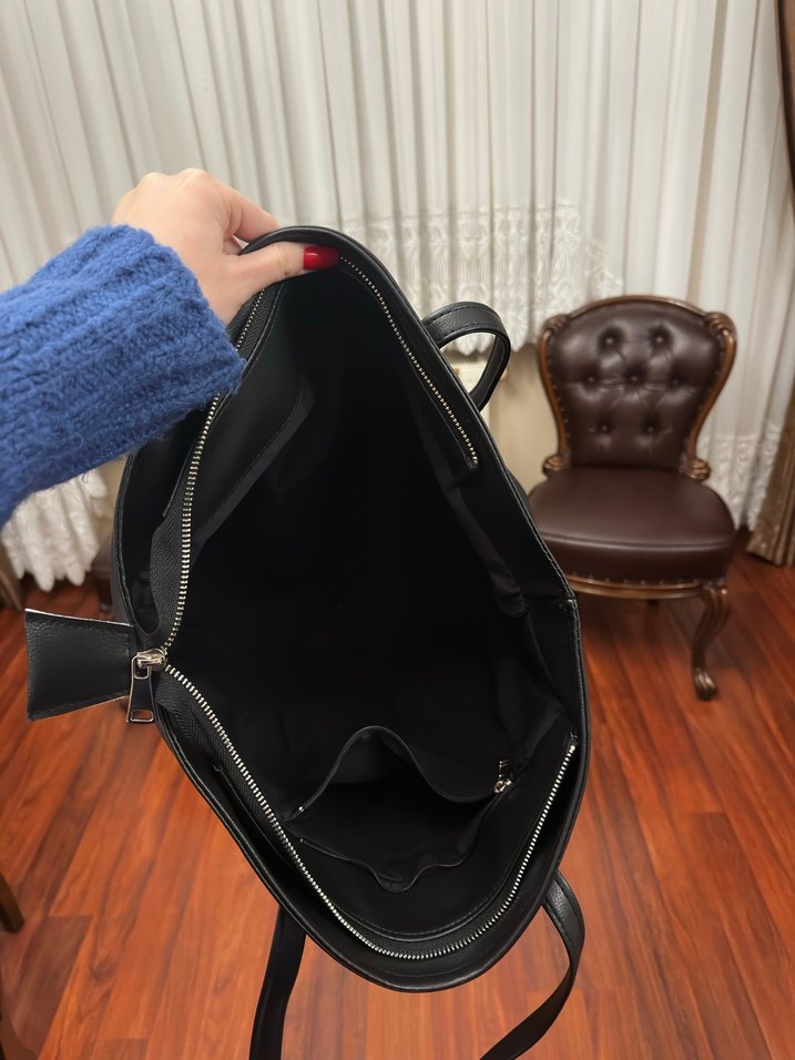 Siyah Yumuşak Deri Kadın Günlük Çanta - Görsel 4