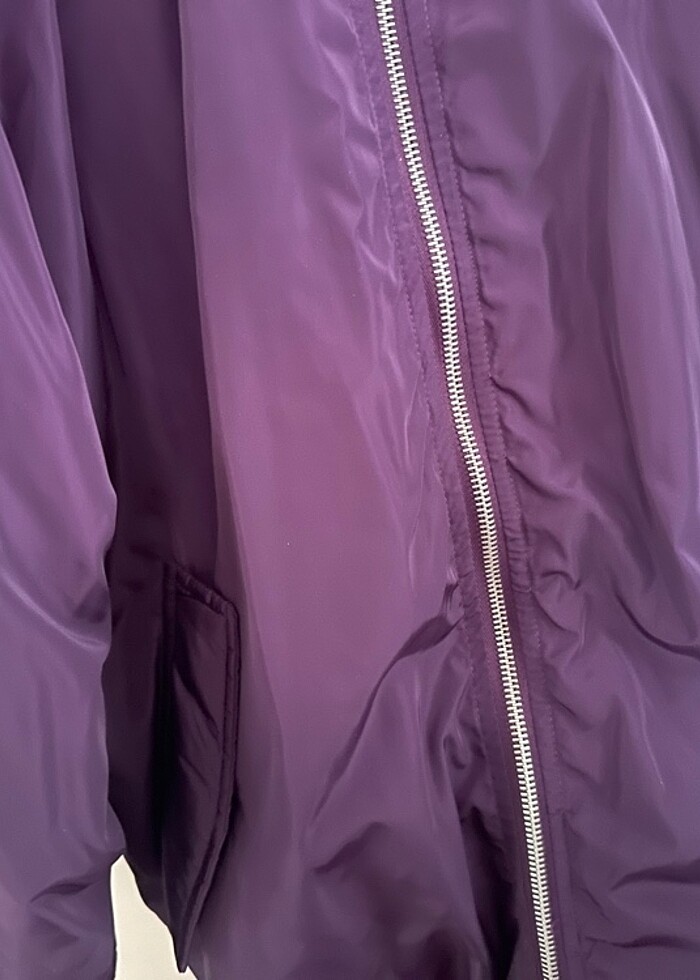 Mor Oversize Bomber Ceket - Görsel 3