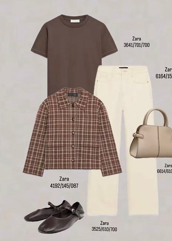 Düğmeli Kahverengi Ekose ceket hırka zara - Görsel 2