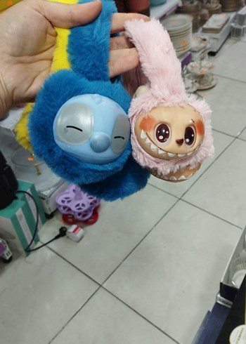 stich ve labubu karakter Peluş kulaklık - Görsel 3