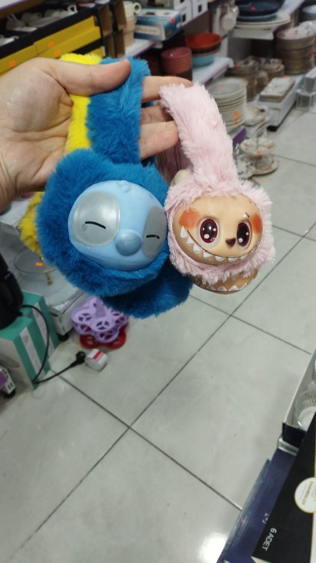 stich ve labubu karakter Peluş kulaklık - Görsel 3