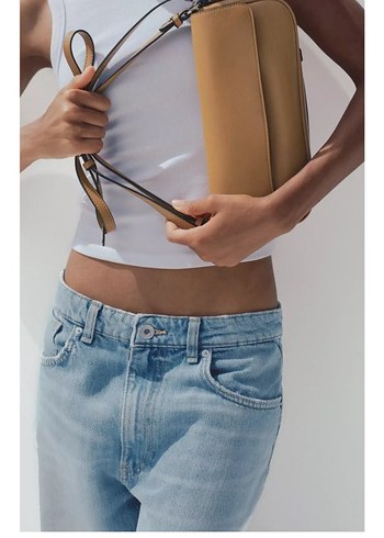 Zara Zara Bej Deri Minimalist Kadın Çanta