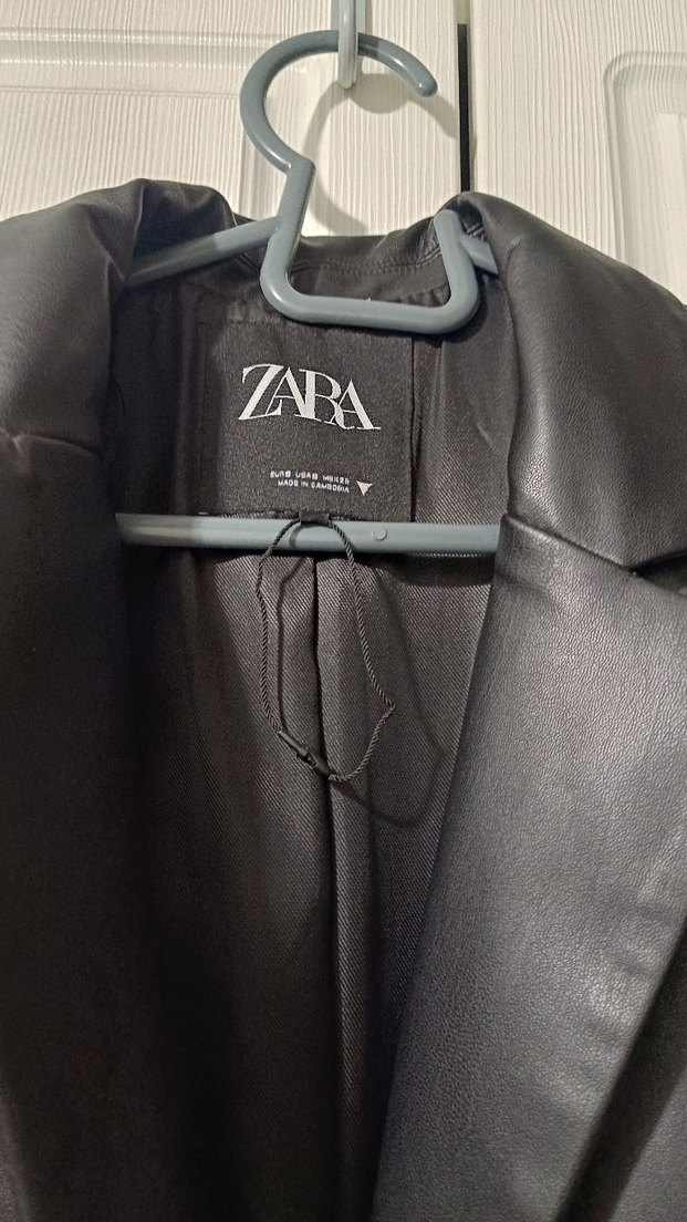Zara Siyah Uzun Deri Kadın Ceket - Görsel 2