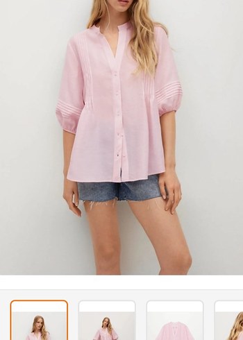 Mango Pembe V Yaka Keten Düğmeli Kadın Gömlek
Yeni etiketli - Görsel 2