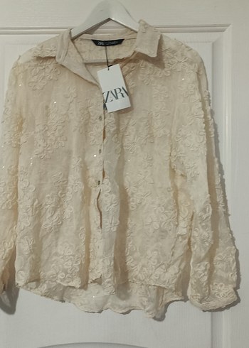 Nakışlı Ekru Gömlek - Görsel 4