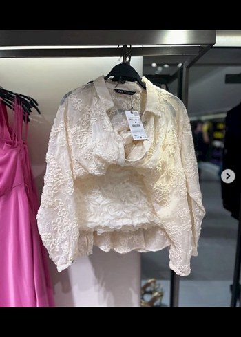 Nakışlı Ekru Gömlek - Görsel 3