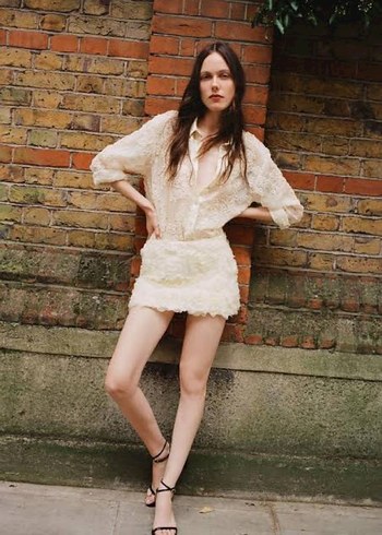 Nakışlı Ekru Gömlek - Görsel 2