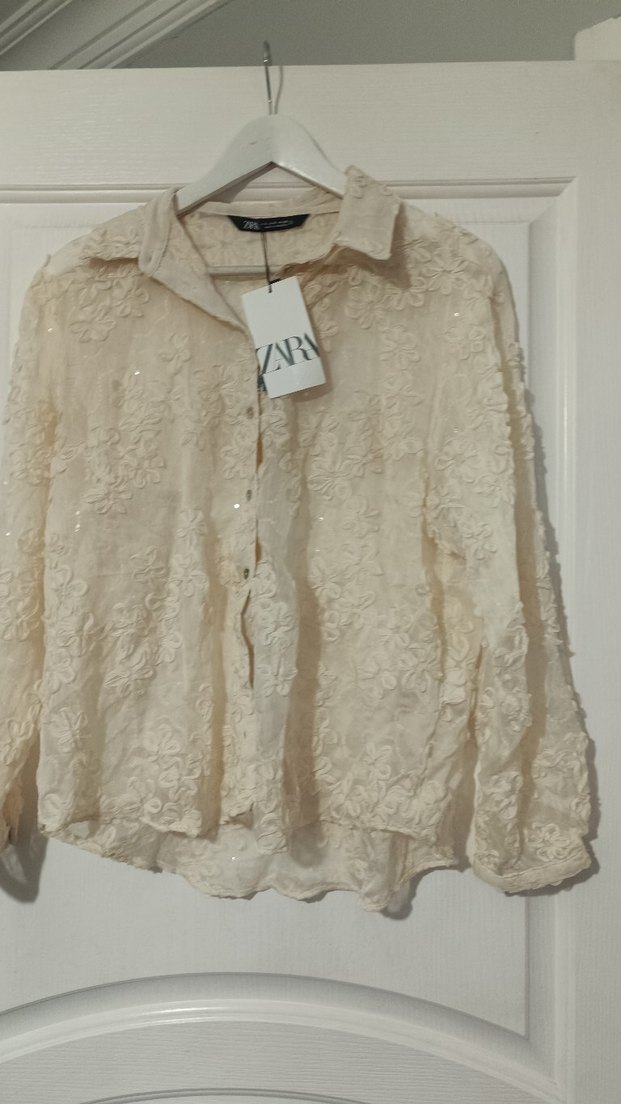 Nakışlı Ekru Gömlek - Görsel 4