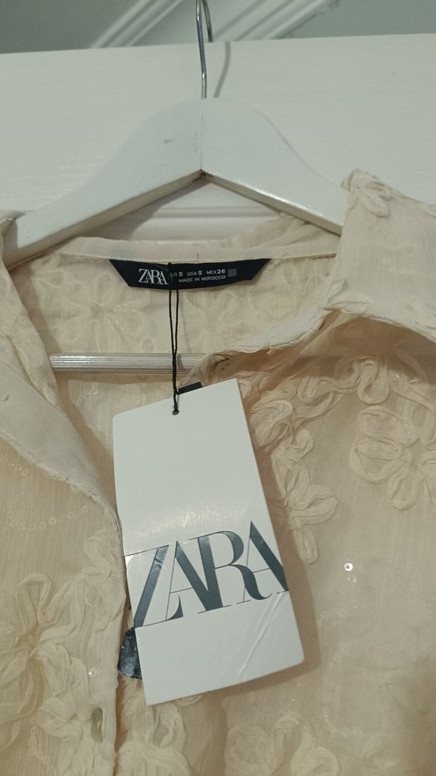 Nakışlı Ekru Gömlek - Görsel 5