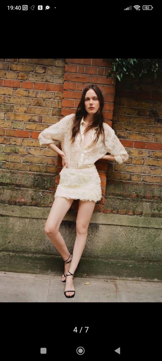 Nakışlı Ekru Gömlek - Görsel 2