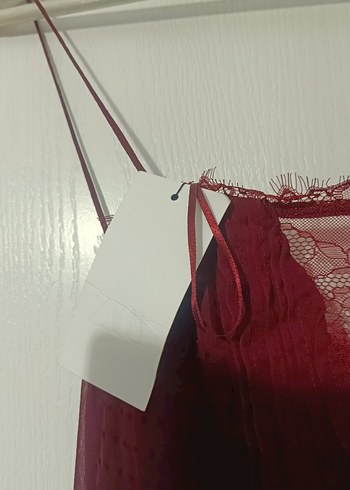 Bordo V Yakalı Uzun Bohem Elbise - Görsel 3