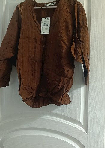 Zara Düğmeli Kahverengi Bluz - Görsel 2