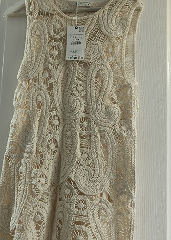 Zara Bohem  İşlemeli Uzun Beyaz Elbise - Görsel 2