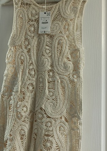 Zara Bohem  İşlemeli Uzun Beyaz Elbise - Görsel 3
