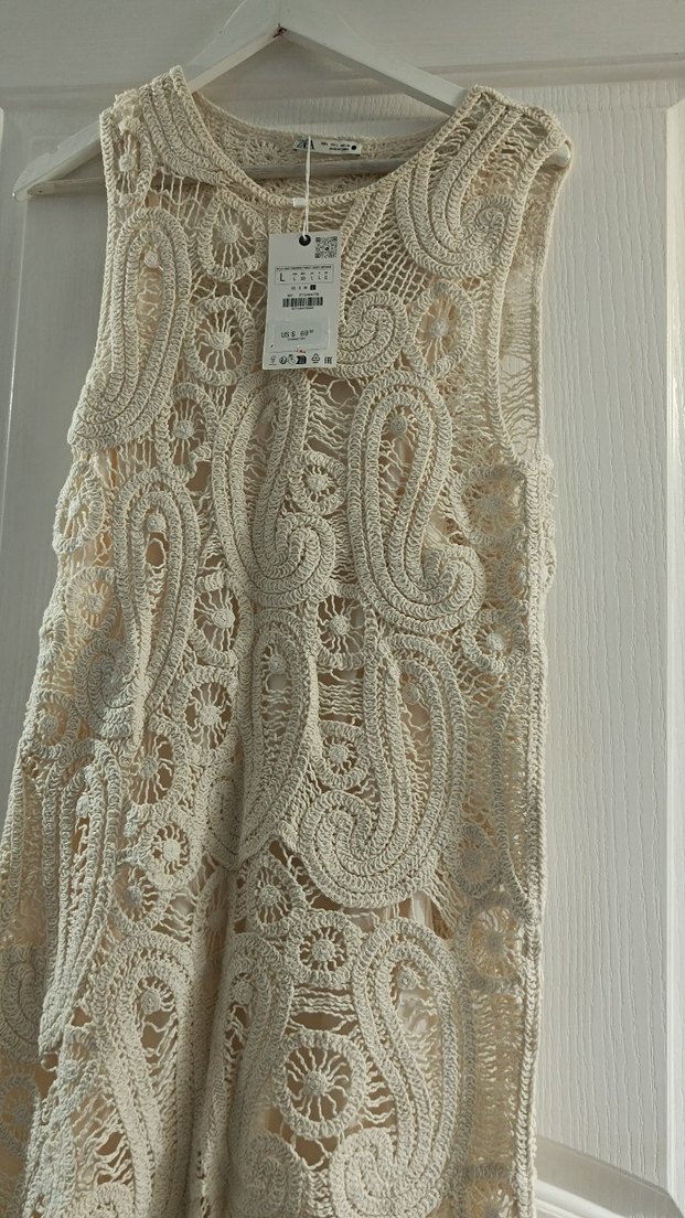 Zara Bohem  İşlemeli Uzun Beyaz Elbise - Görsel 2