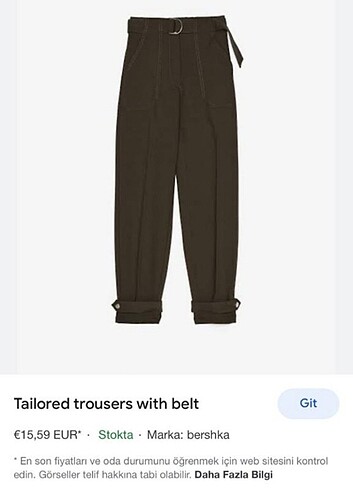 32 Beden haki Renk Bershka jogger pantolon 