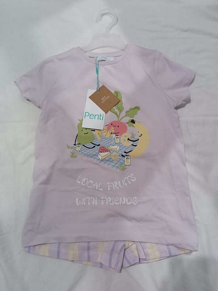 Mor Baskılı Kısa Kollu Bebek Kıyafet Seti - Görsel 2