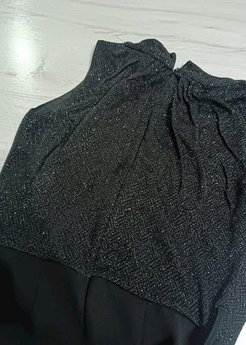 Siyah Kemerli Uzun Kadın Tulum - Görsel 5